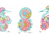 Heron triptych gocco prints