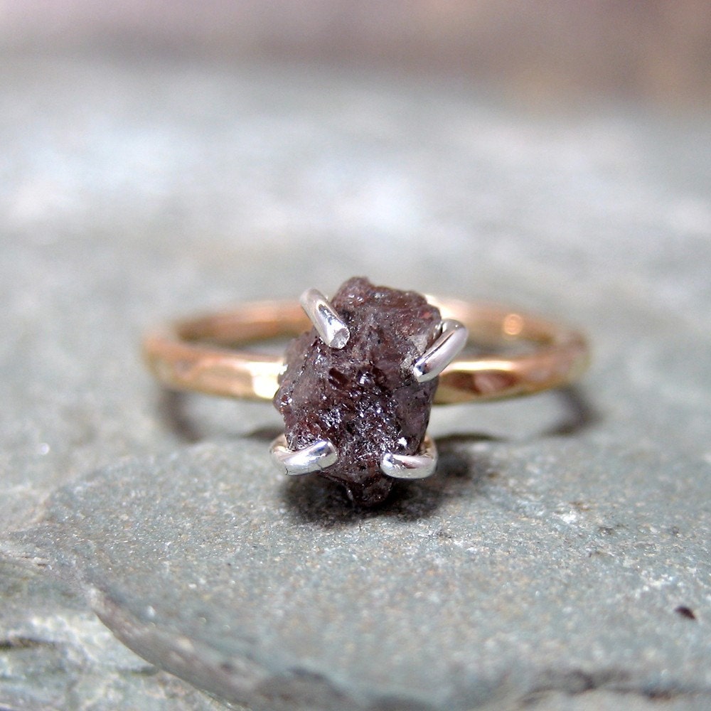 Uncut Rough Diamond Solitaire and 14K Gold Filled Ring -  Artisan Jewellery - Handmade and Designed by A Second Time