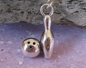 Bowling Ball and Pin sterling silver charm necklace Hippie Chic Boutique