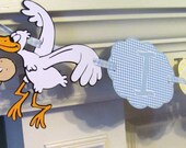 It's A Boy Baby Shower Banner in Blue & Yellow Gingham with cuddly lambs