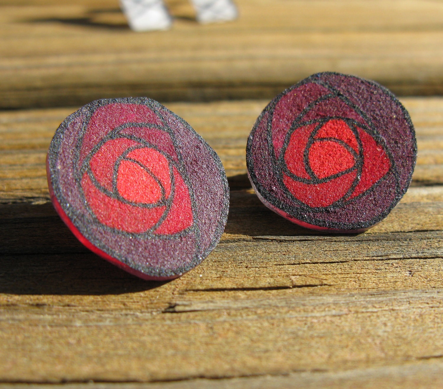 Rose shrink plastic post earrings