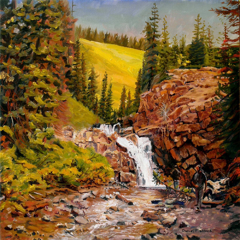 Landscape Painting - Falls at Crested Butte - 12" x 12" Oil