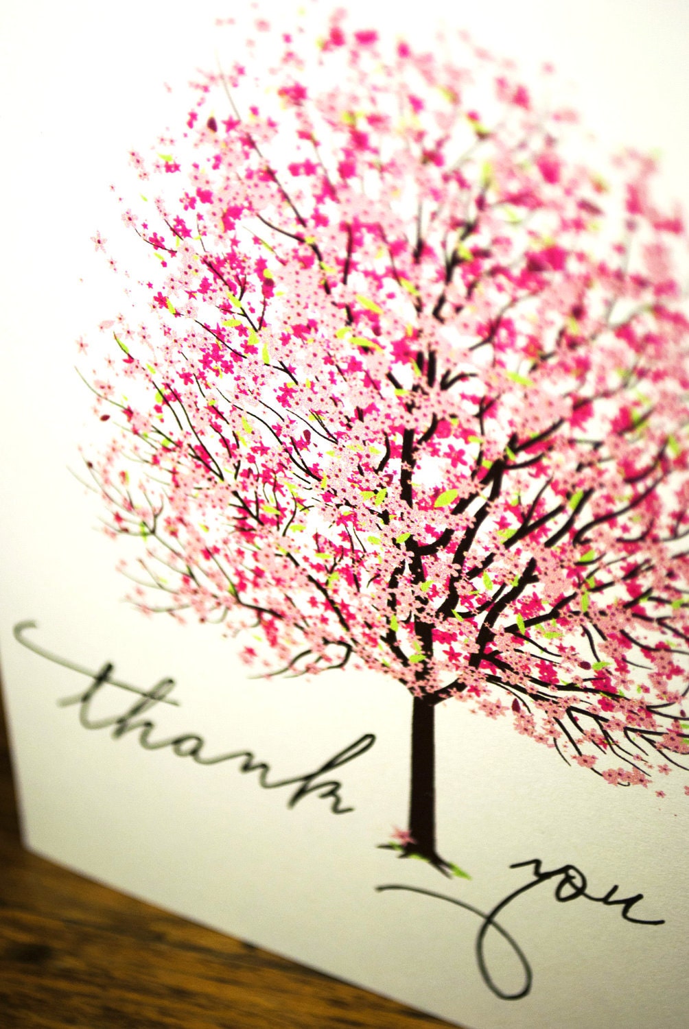 Thank You Cards Bright Pink and Colourful Cherry Blossom