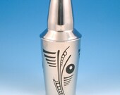 Cocktail Shaker - Art Deco Olives - Stainless Steel with Black