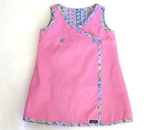 Girl's Wrap Dress Pink Corduroy - 4 years 4T