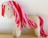 Earth pony,  Waldorf Toy Stuffed Animal Horse, hand knit plush wild pony friend