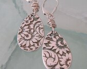 Silver Leverback Earrings, Flowers and Flourishes