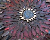 Dark Red Sunflower Mandala Mosaic on Slate (7 inch)