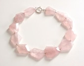 Pink quartz, large stones faceted ,one strand handmade in Italy - vimade