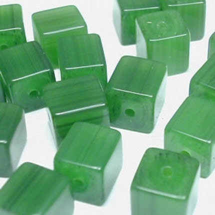 Vintage Lucite Cube Beads- 6 pcs