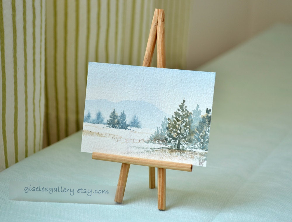 ACEO Original watercolor painting - Outside is freezing
