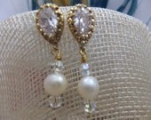 Swarovski crystal and freshwater pearl dangle earrings