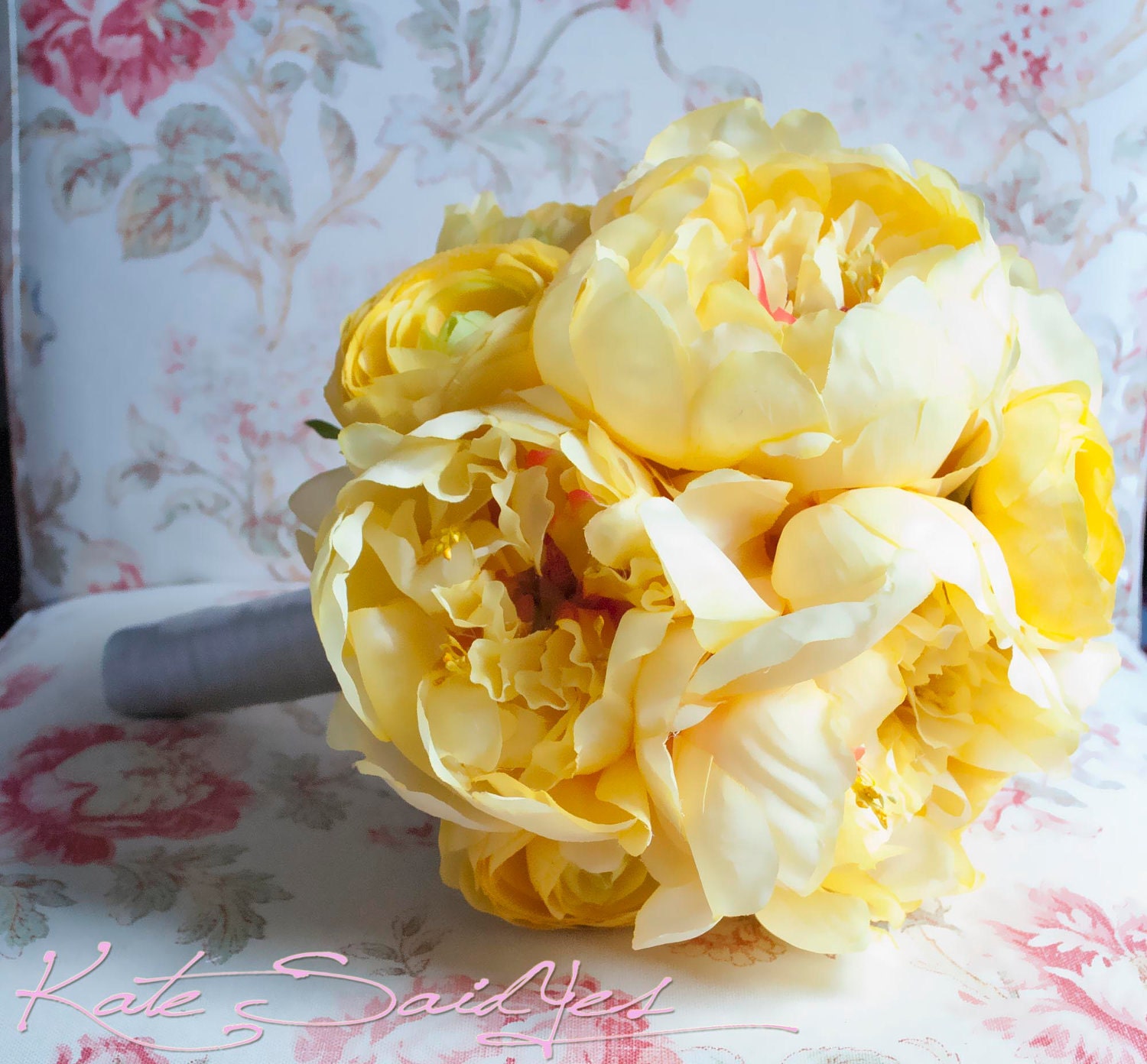 Yellow Peony Wedding Bouquet - Yellow Peony and Ranunculus Bridal Bouquet