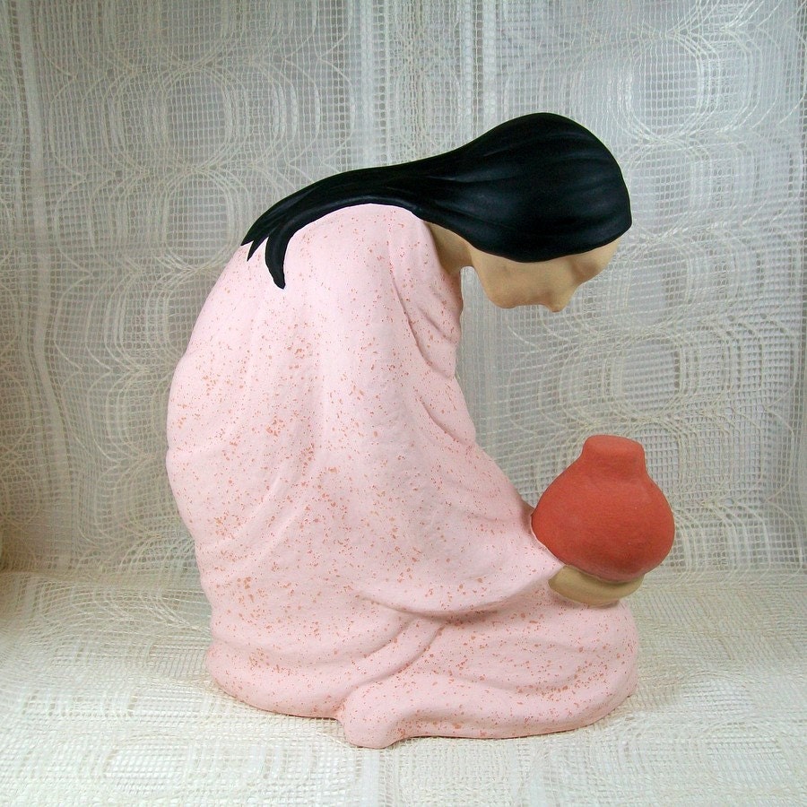 Ceramic Southwest Lady Holding a Pot