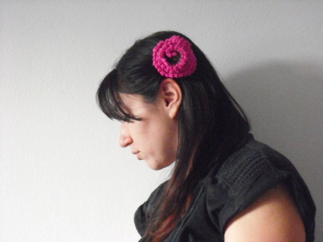 Crochet Wrapped Rose Hair Clip