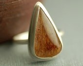 Copper Rutilated Quartz and Sterling Silver Ring
