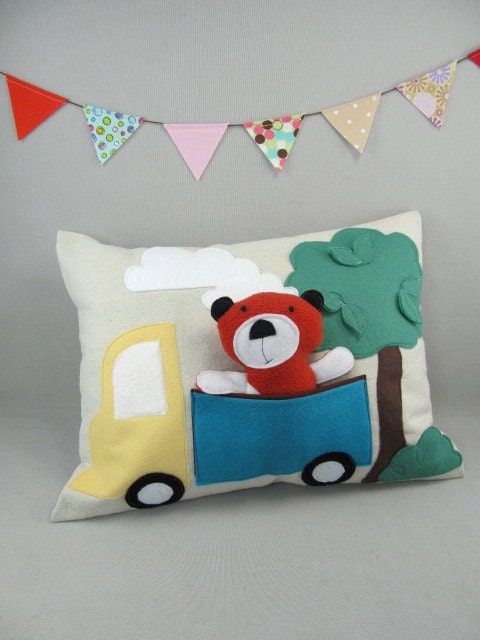 Playful Pillow with Bear