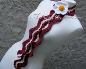 Bacon and Eggs Scarf  - Bacon Scarf For Sale - Novelty Lariat / Skinny Scarf with Realistic Button-on Egg
