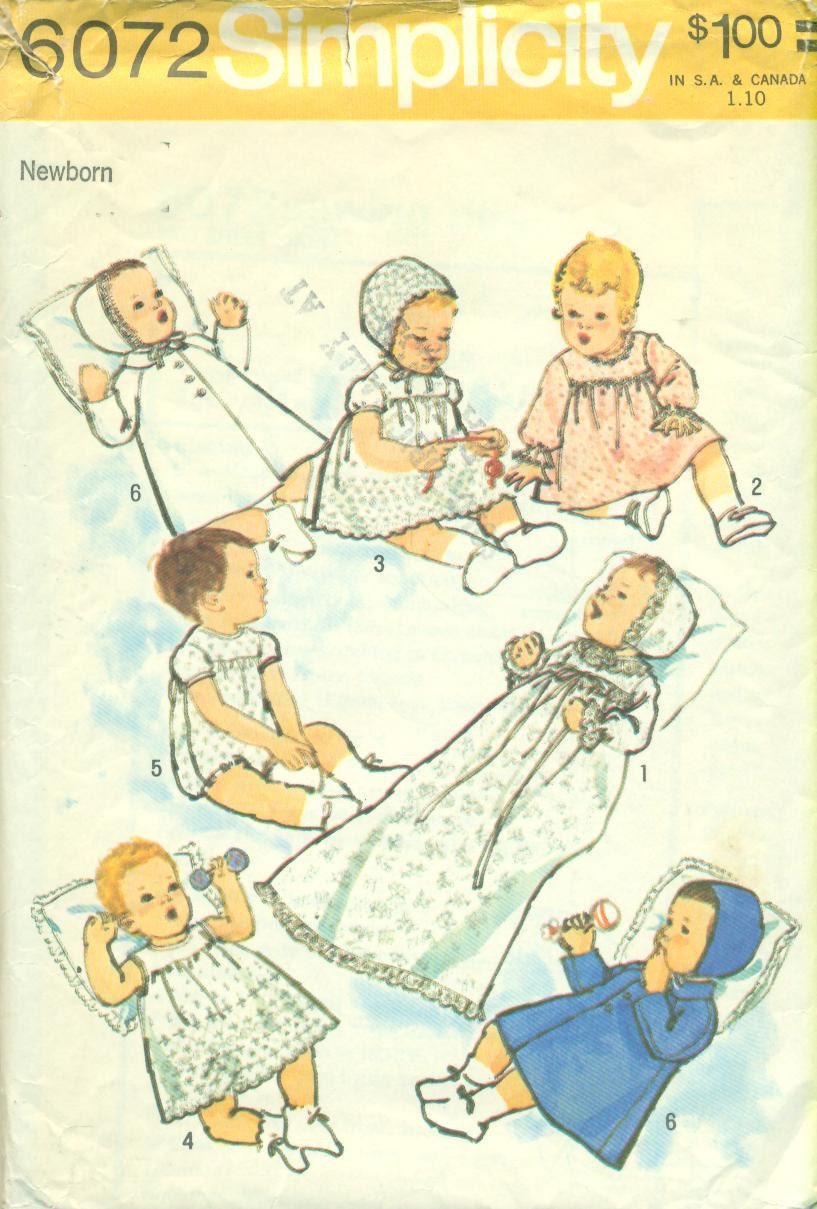 Simplicity 6072 Infant Wardrobe BABY'S LAYETTE circa 1973