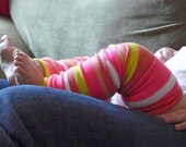 Baby Girl Leggings with Pink, Orange, Yellow & White Stripes