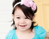 Pretty Dual Fabric Flower Headband in Powder Pink