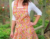 Red and Yellow Calico - Flirty Everyday Housewife Apron