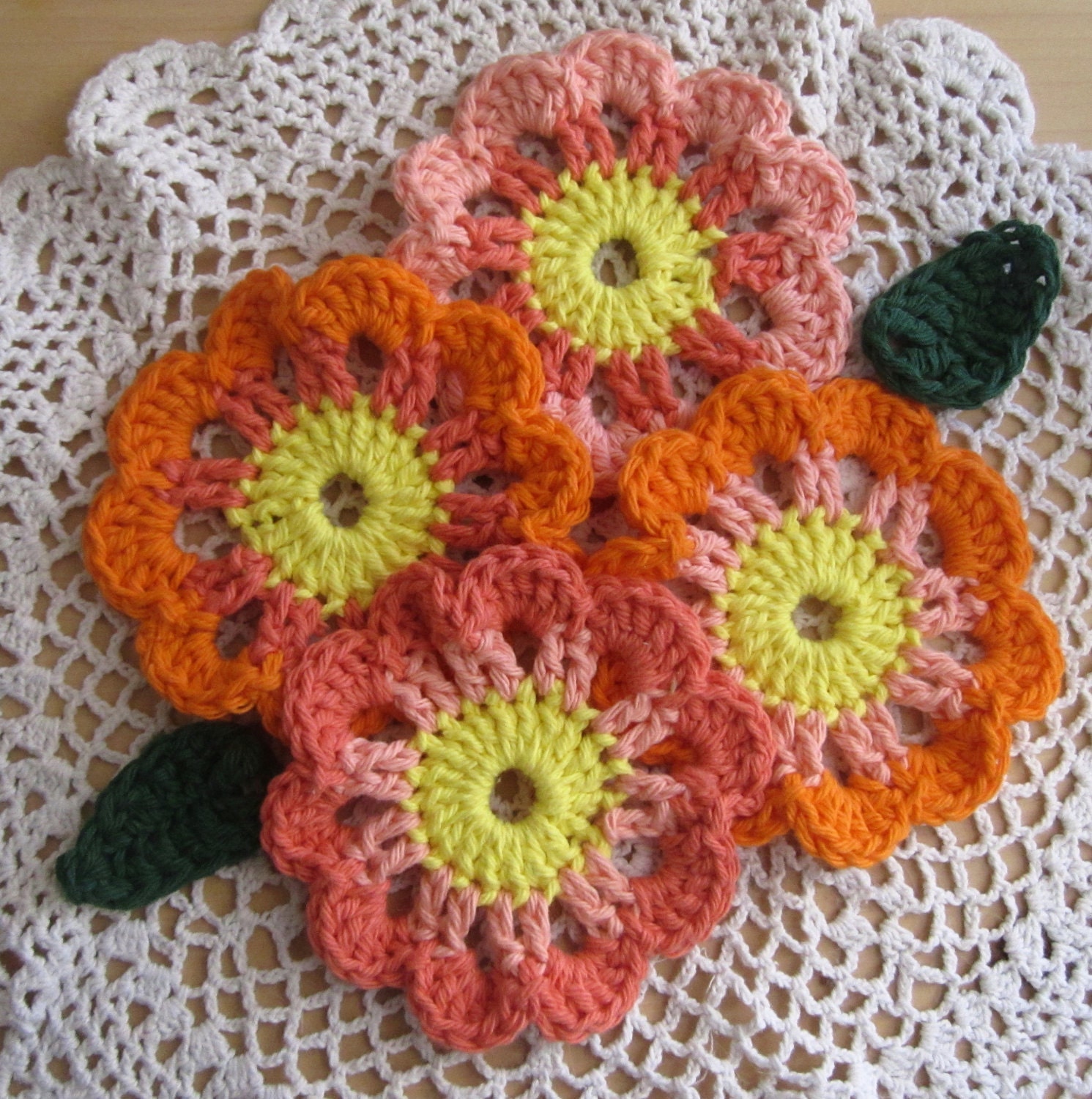 Large Crocheted Flower Applique