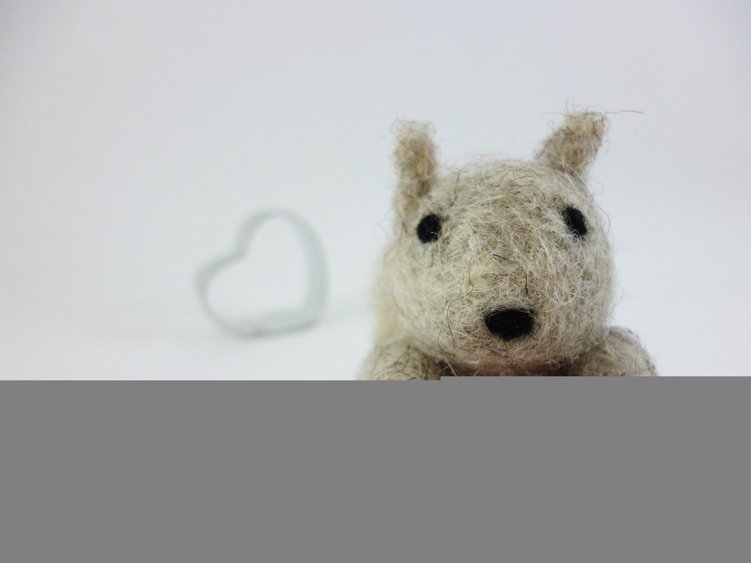 Little Squirrel Heart needle felt handmade valentine unique figurine