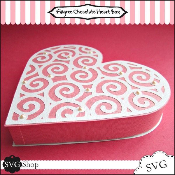 Filigree Heart Chocolate Box SVG Files Set