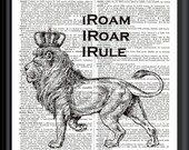 Dad is Lion King Vintage Dictionary Page Art iRoam iRoar iRule