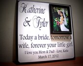Personalized Wedding Custom Picture Frame Gift, Today A Bride, Bridal Shower, Parents Gift, Thank You, Mother of the Bride