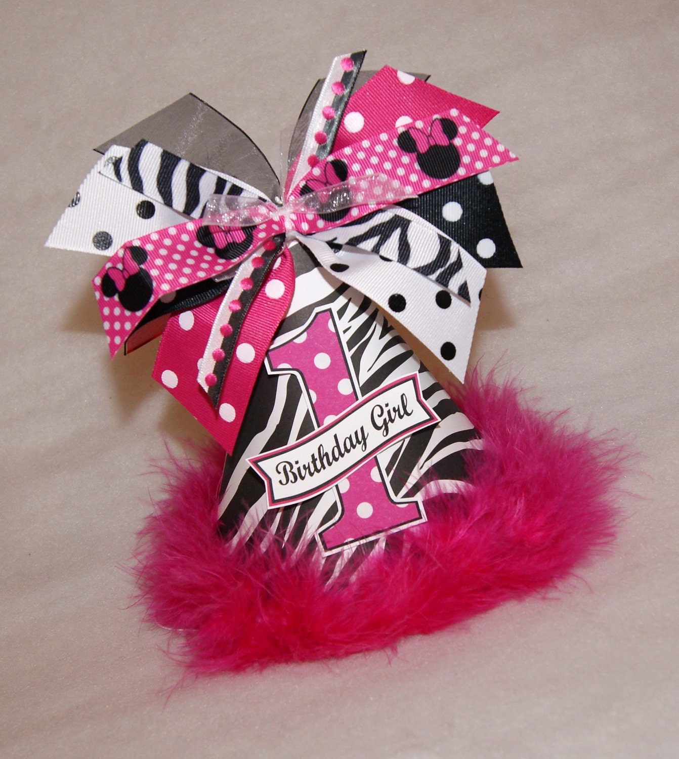 Zebra and Minnie Mouse Polka Dot Party Hat