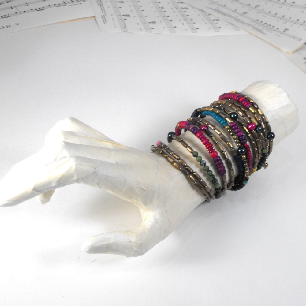 Rainbow Bohemian Mega Bracelet Stack. Recycled. Eco Friendly. Bangles for Days.