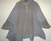 Dusty Sage Oversized funky Tee Upcycled eco friendly
