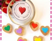 MEMORY MATCHING GAME - Valentine's Hearts - Colorful in Red, Yellow, Pink, Green, Purple, Orange, White, Blue - With Travel Tin & Gift Box