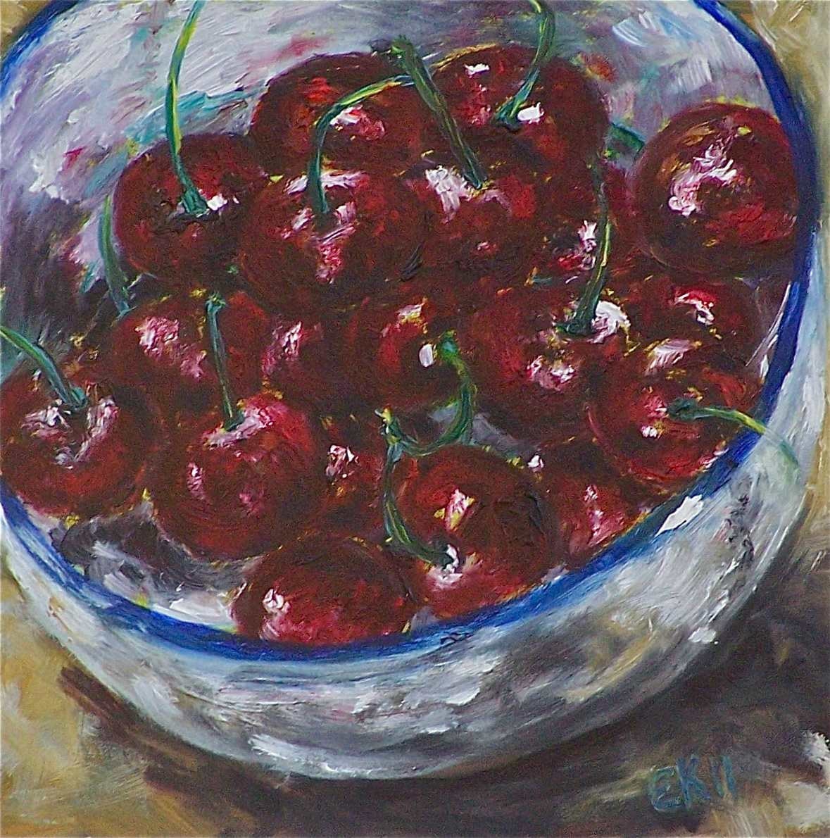Bowl of Cherries original oil painting