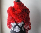 Red  Pineapple Elegant Shawl, Rectangle, Ready to Ship