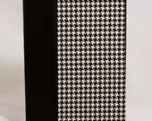 Kindle Touch Case, Kindle, Nook Case- Hardcover Book Style, Black White Houndstooth, Faux Leather Hidden Magnet Close Personalize