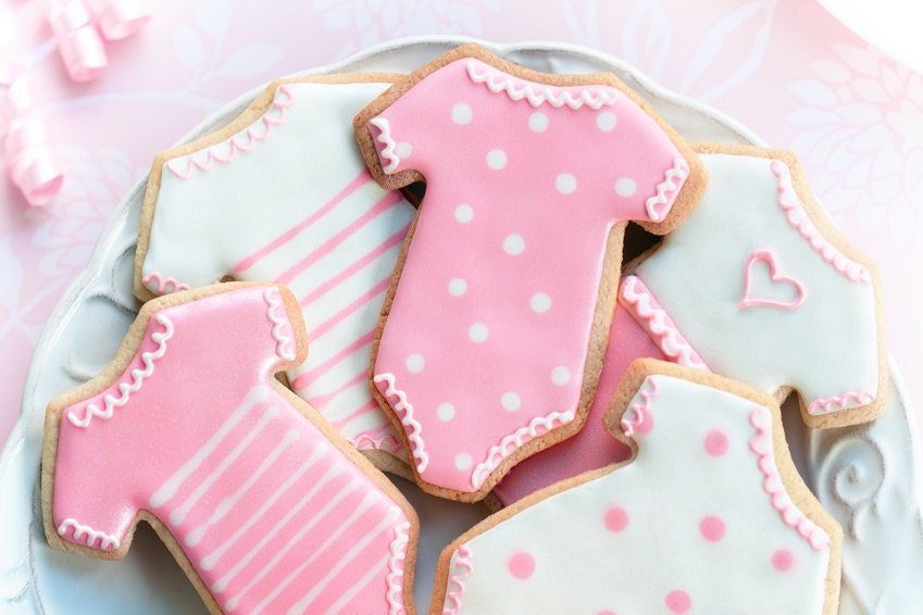 Baby Shower Onesies Decorated Sugar Cookies- 12 One Dozen