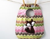 Fox Baby Bib on Pink Chevron Fabric - Baby Girl Shower GIft