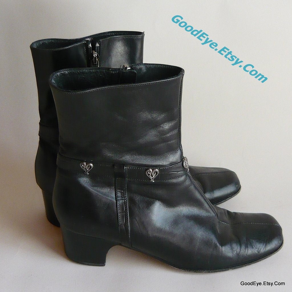 Brighton Studded Ankle Boots 7 M  Eur 37 .5 UK 4 .5 Italy Leather Black Riding  Ankle Harness Punk