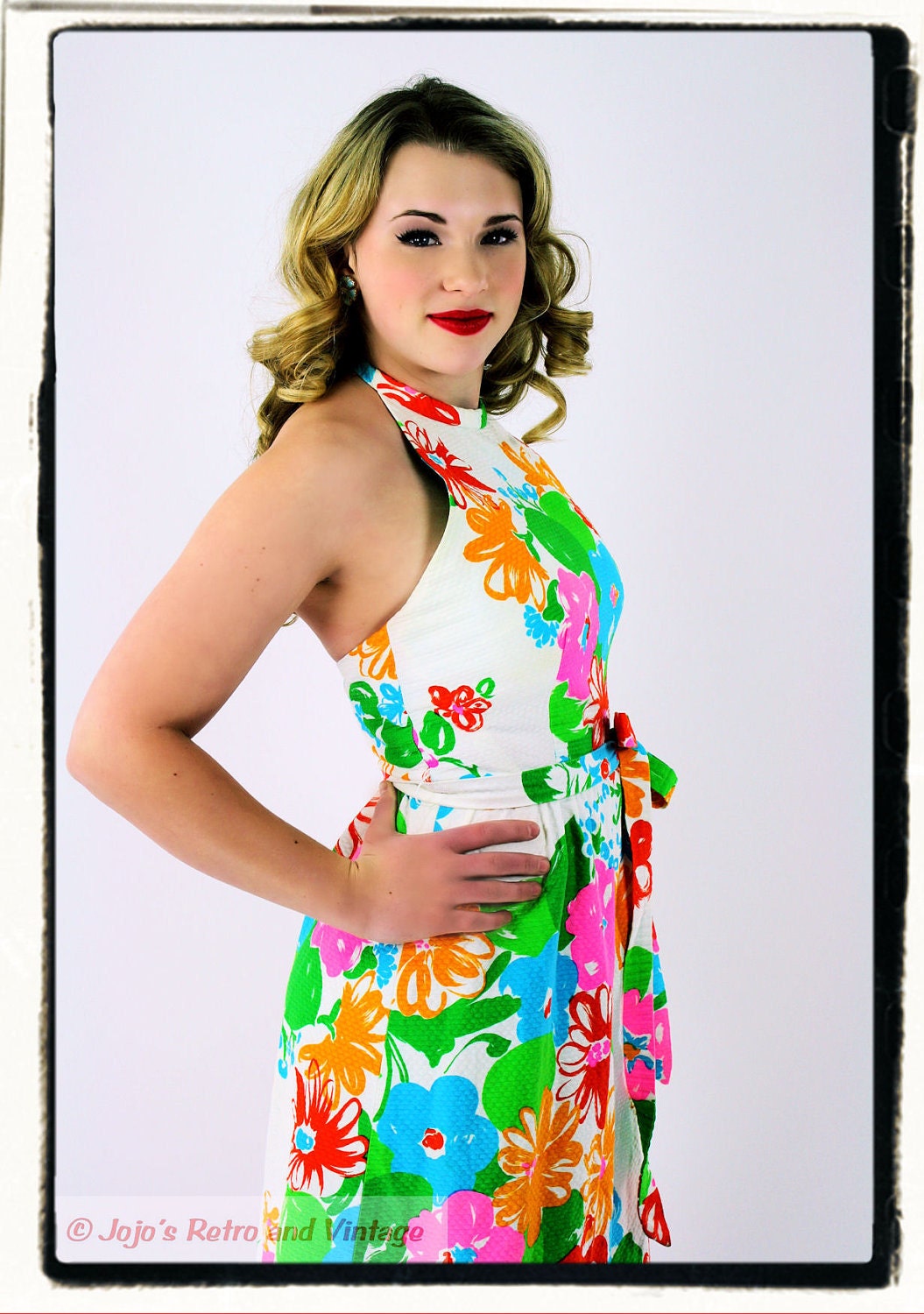 60s vintage hawaiian halter sundress by Malia / small to medium