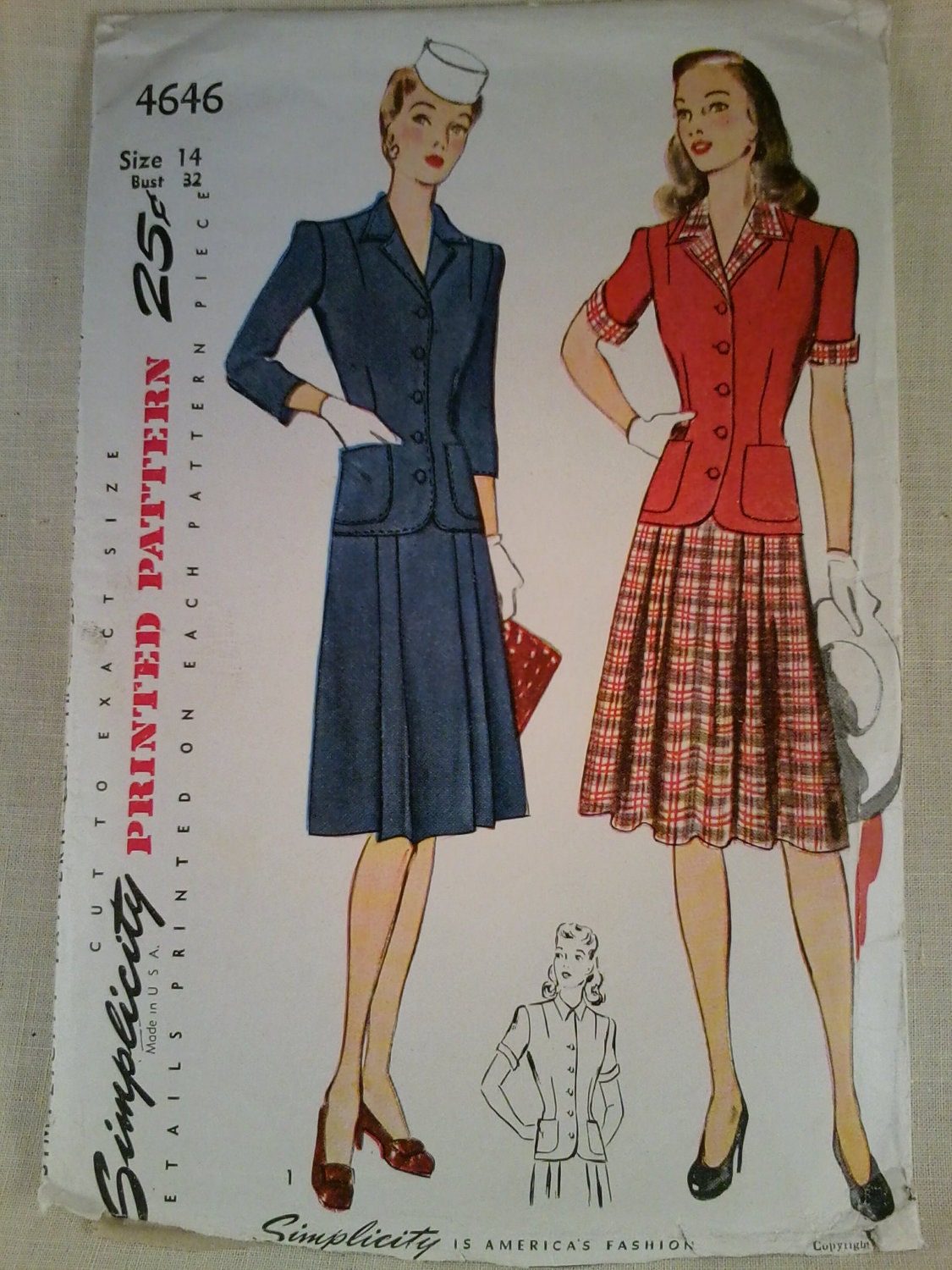 1930s Simplicity dress pattern-antique dress and jacket pattern-beautiful graphics