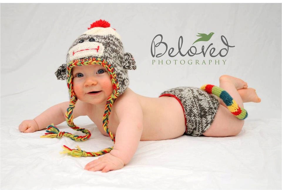 Sock monkey  hat and diaper cover Custom and Handmade for You