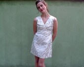 60s Mini Dress Vintage Silver Mod Shift Dress size Small