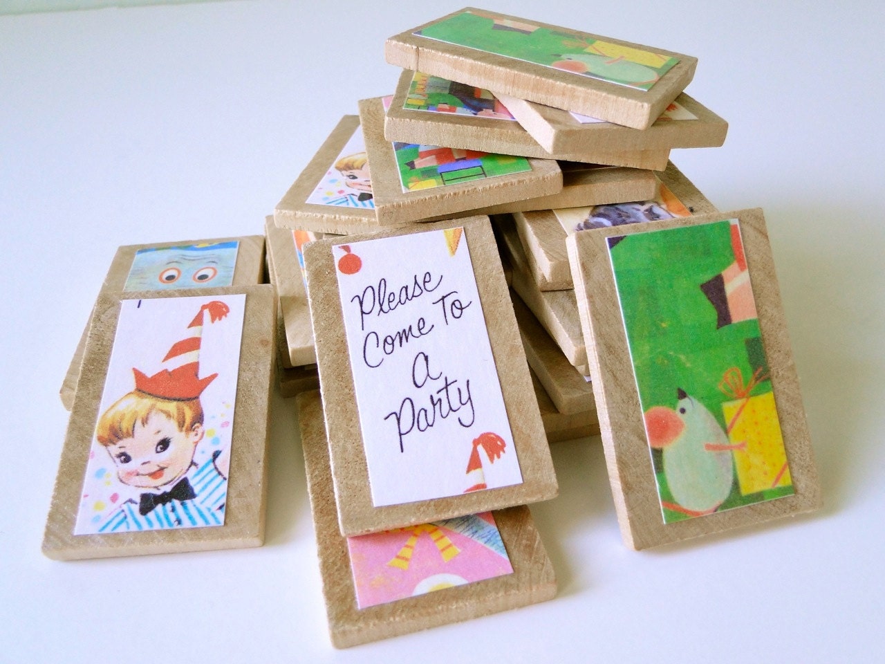 Vintage Birthday Memory Game 24 tiles MADE TO ORDER Montessori, Waldorf