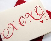 Letterpress Valentine card -  I love you. Anniversary card - XOXO