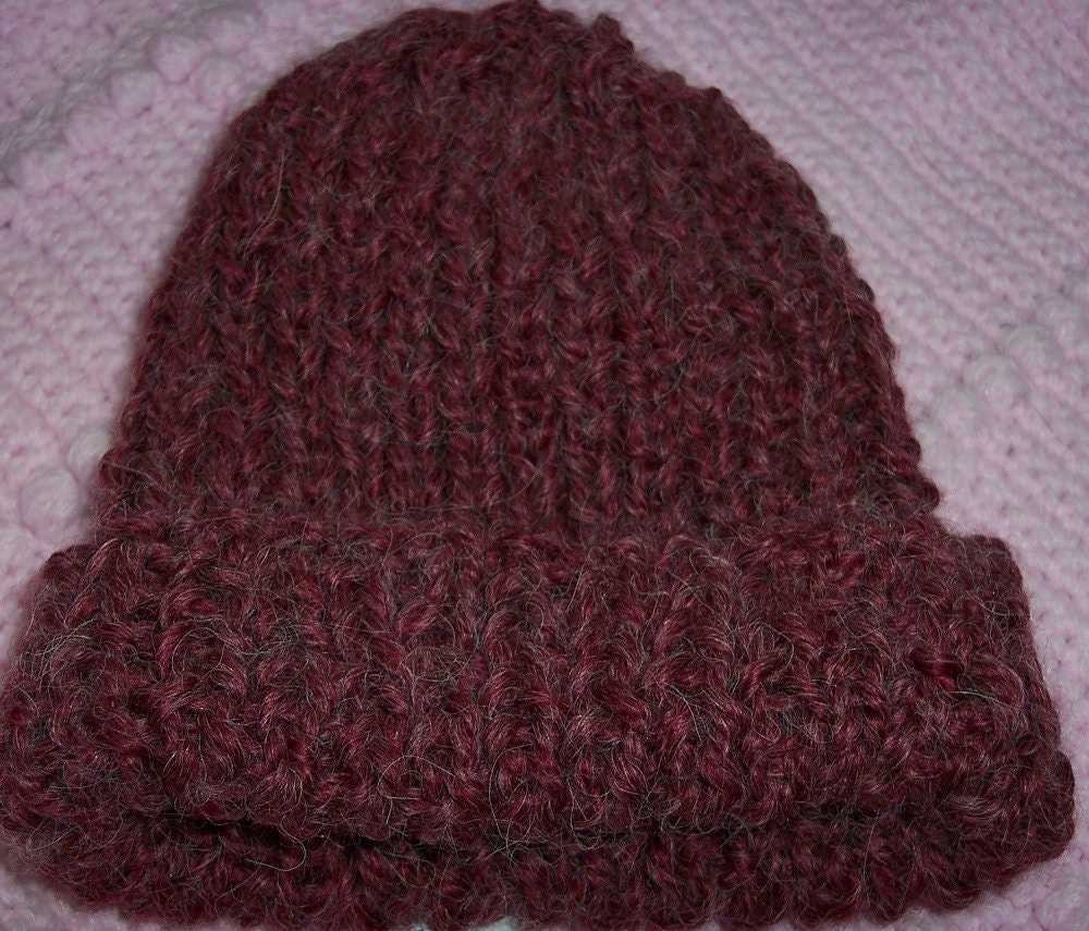 Handknit Baby Hat, Red