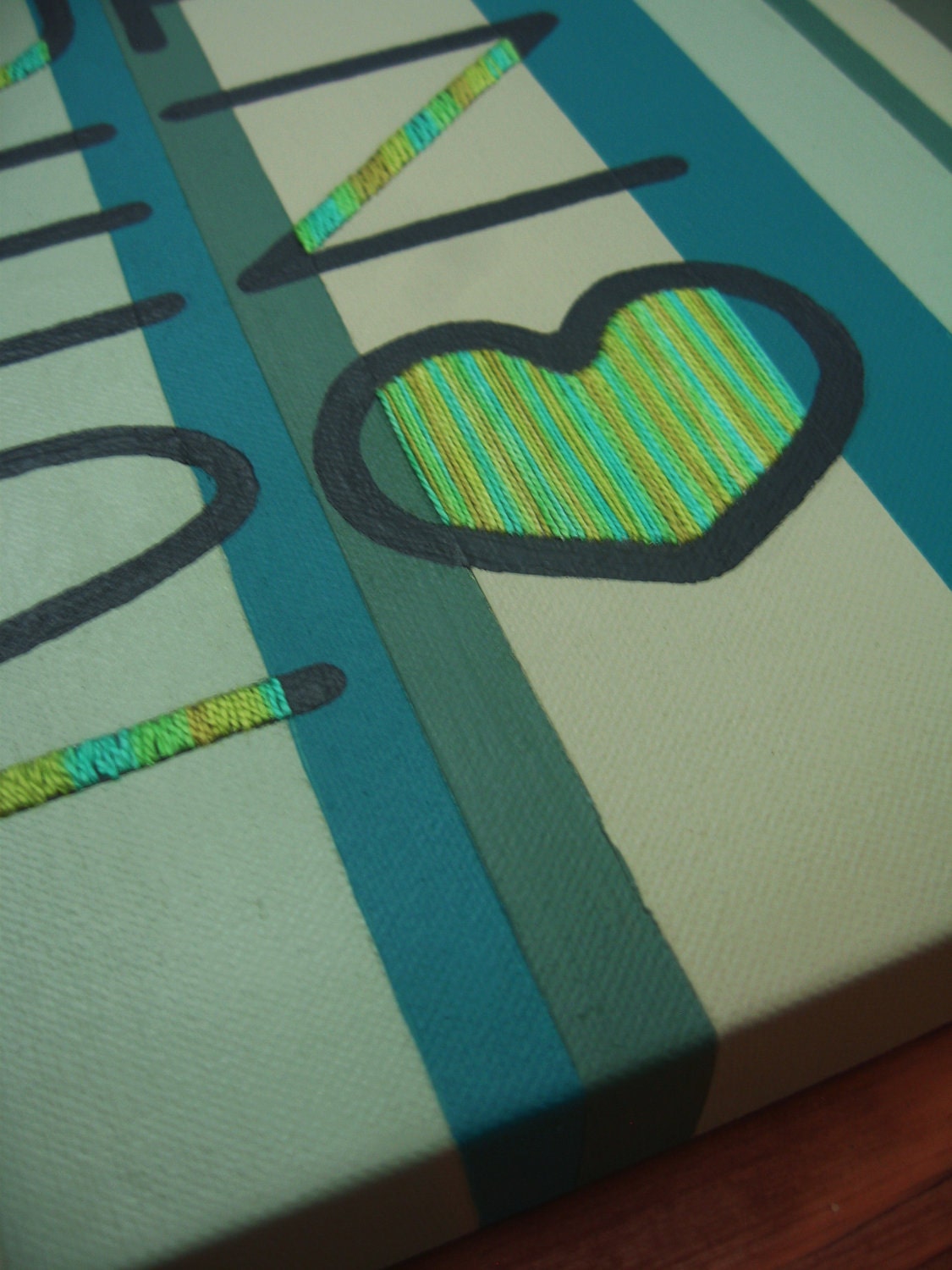 Valentine Heart Love Art Canvas (Teal)