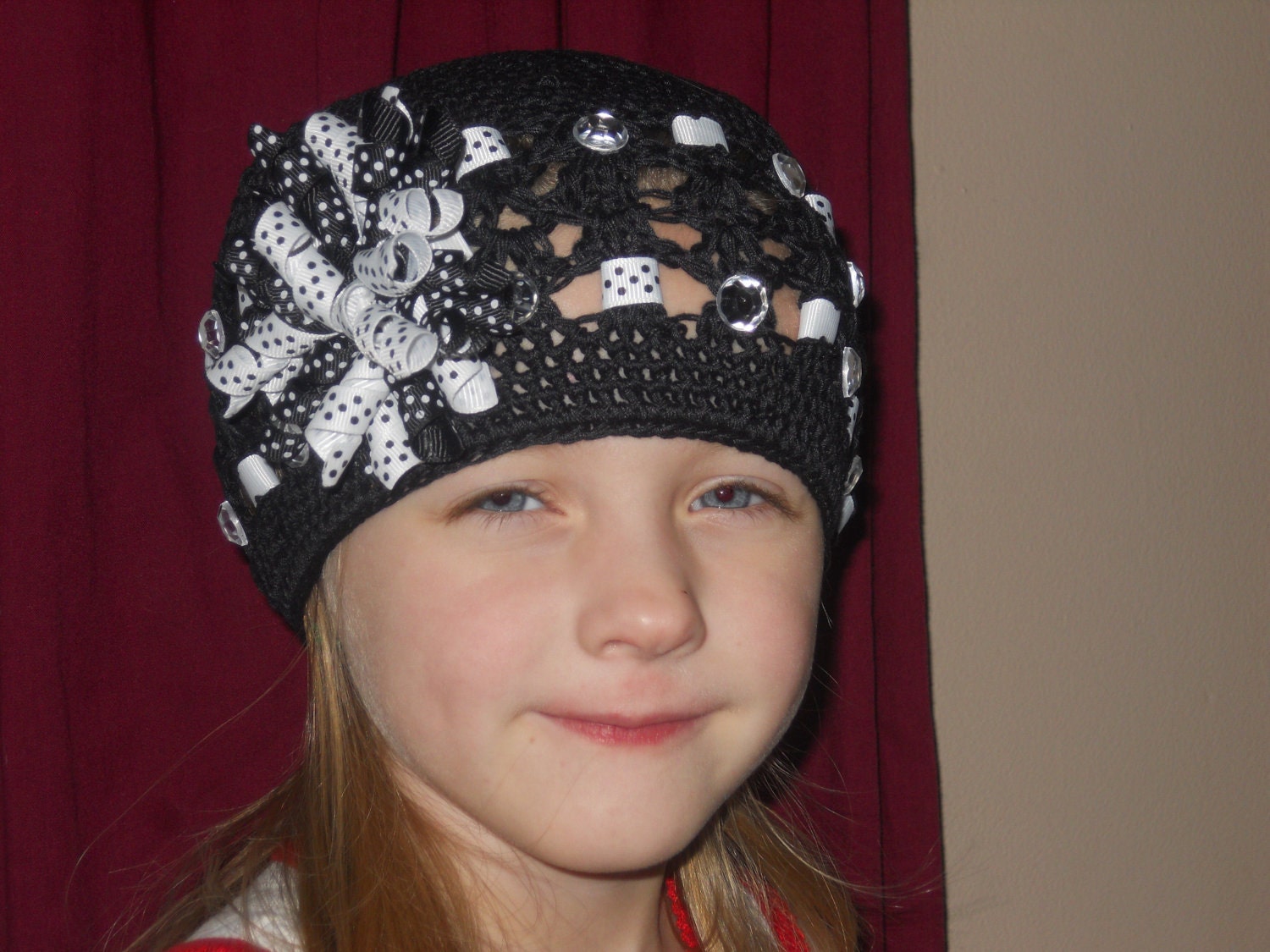Crochet Hat for Infants - 3 Years or Toddler - Adult - Black and White